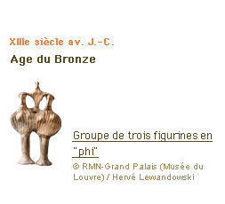 XIIIe siècle av. J.-C. Age du Bronze Groupe de trois figurines en phi (c)RMN-Grand Palais (Musée du Louvre) / Hervé Lewandowski